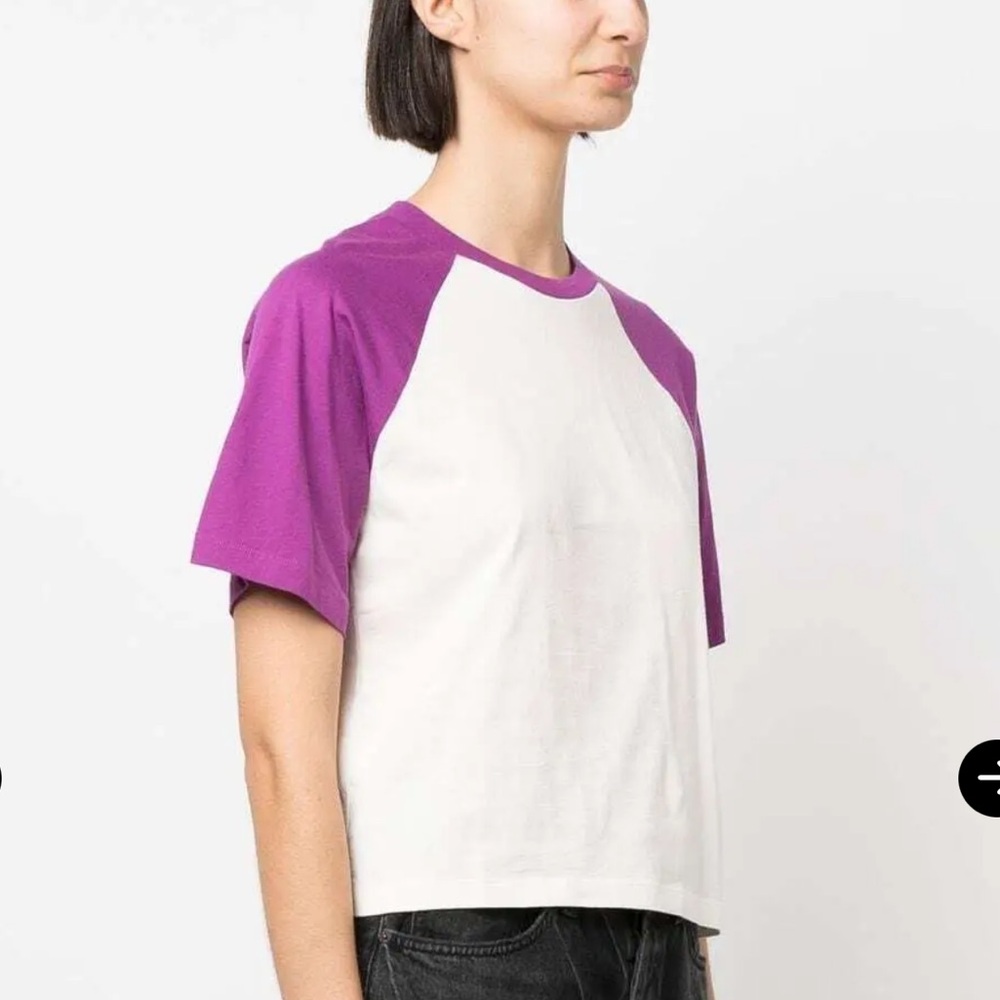 ba&sh Purple & Cream Raglan Short Sleeve Tee - Picture 11 of 13
